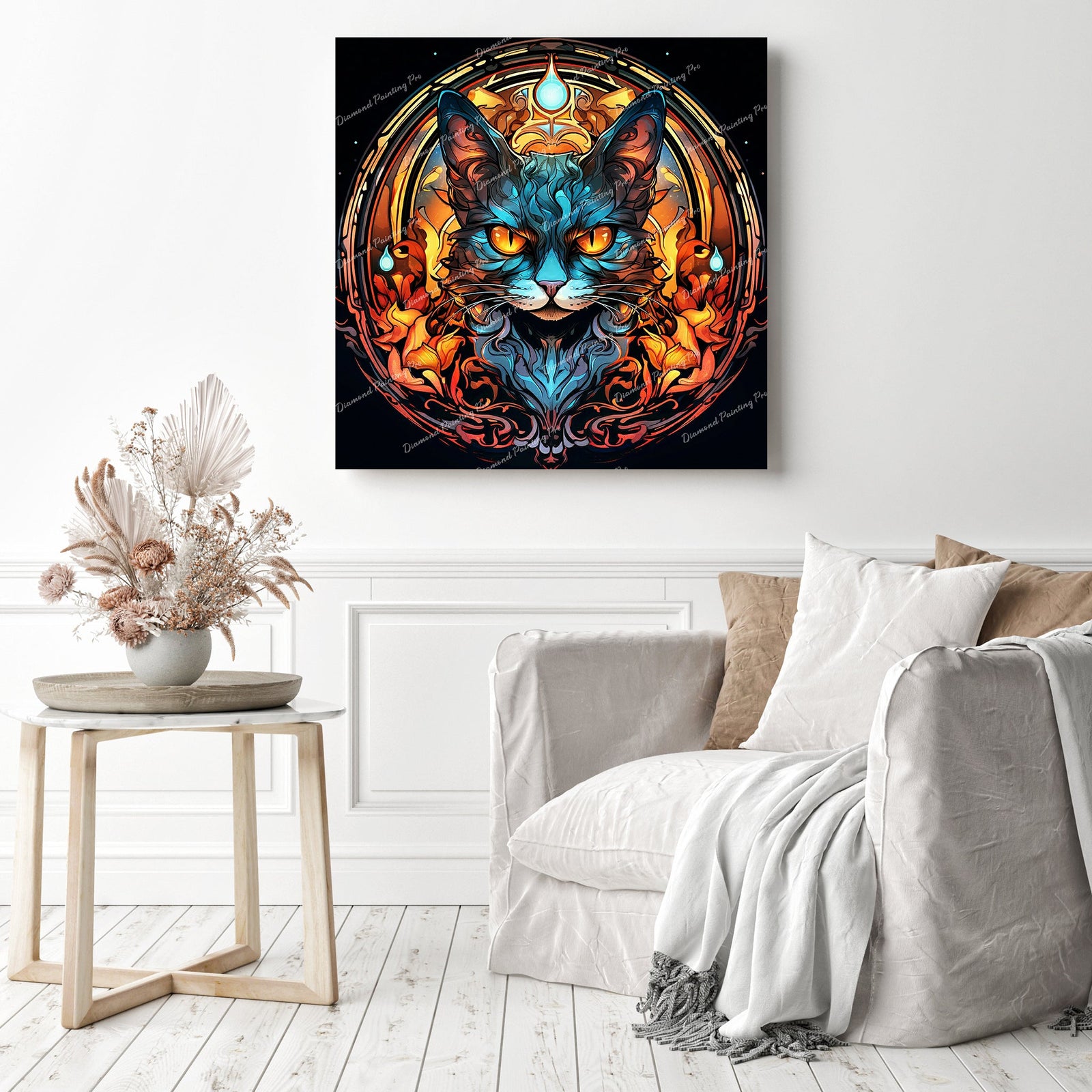 Fierce Stare | Diamond Painting Displayed as Home Decor