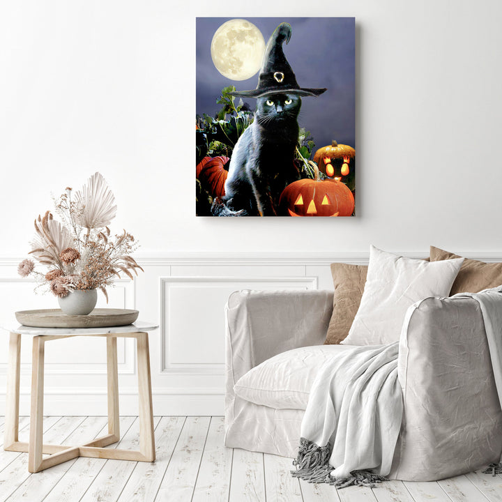 Witchy Black Halloween Cat | Diamond Painting