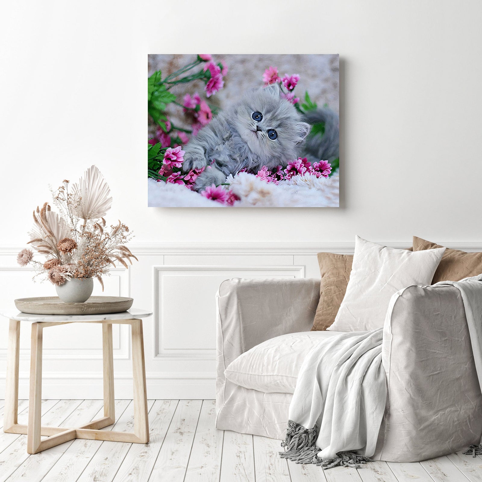 Dazed Kitty | Diamond Painting Displayed as Home Decor