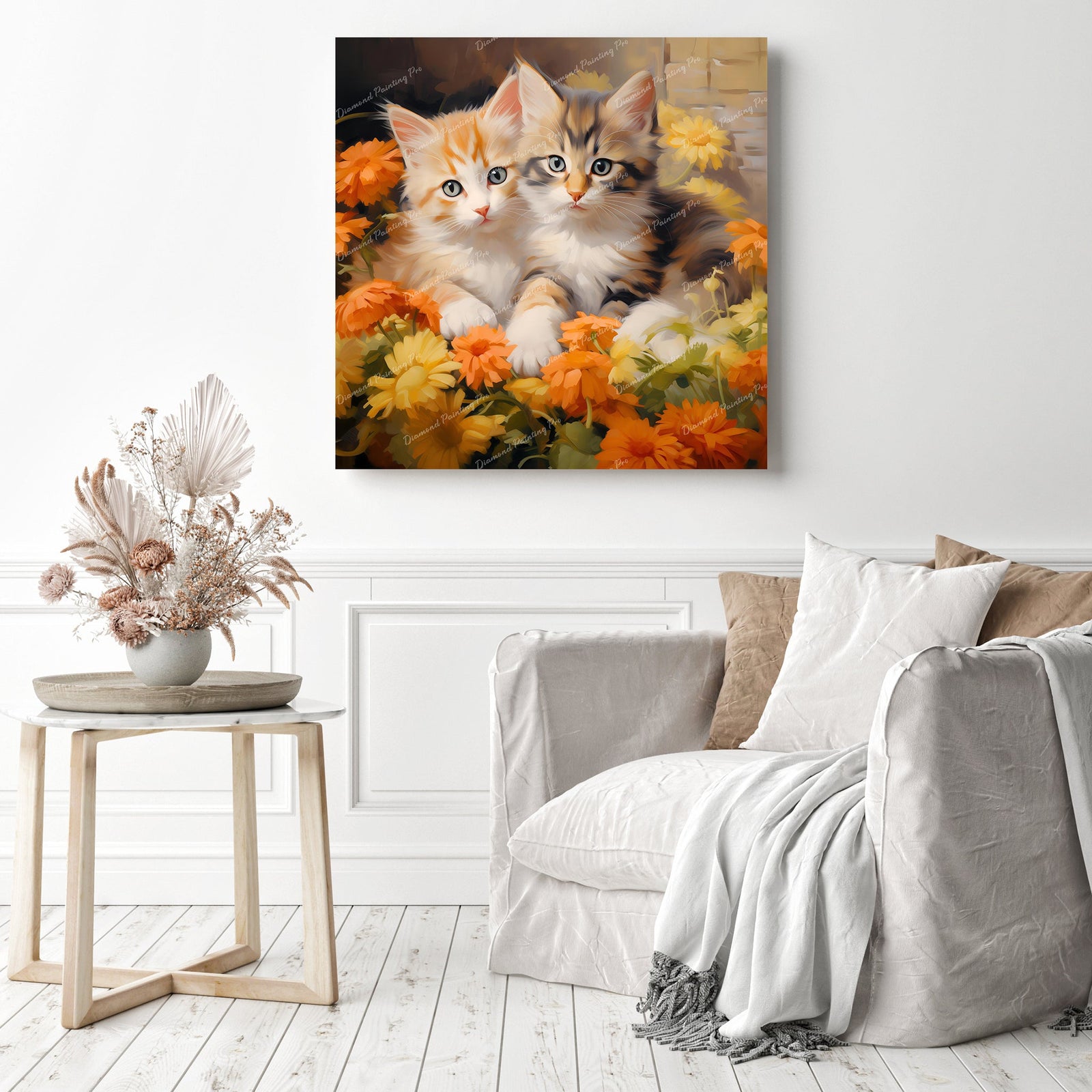 Cozy Cuddles | Diamond Painting Displayed as Home Decor