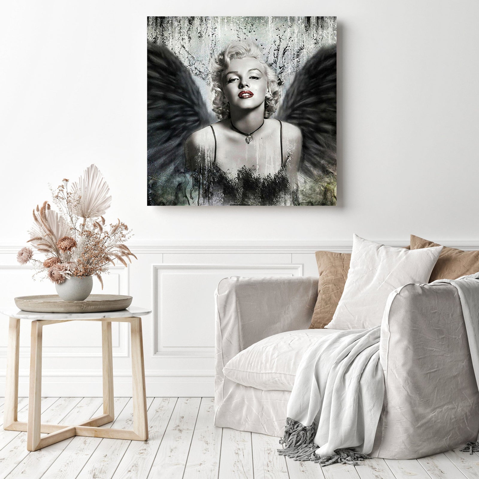 Marilyn Monroe Wings | Diamond Painting Displayed as Home Decor