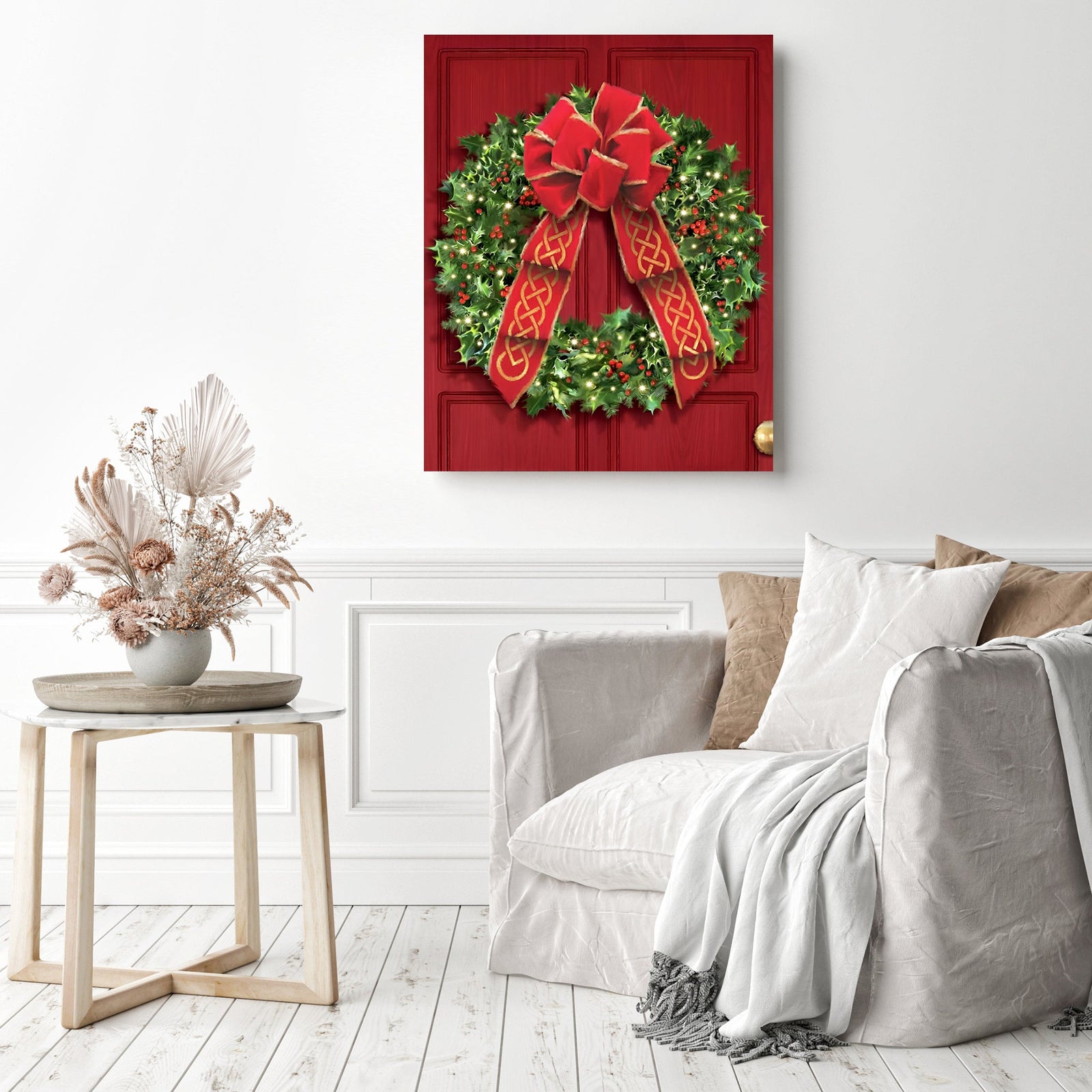 Christmas Wreath | Diamond Painting Displayed as Home Decor