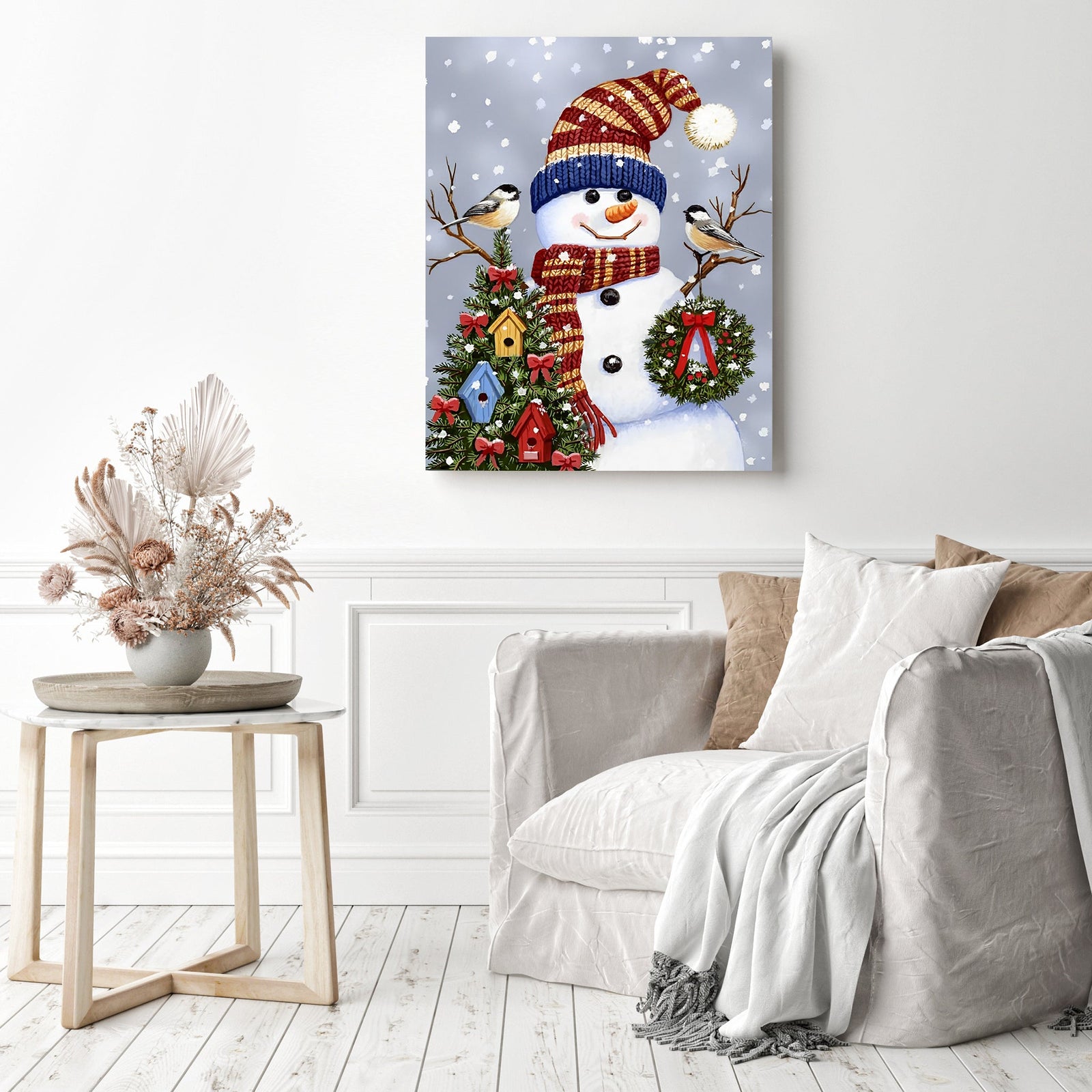 Christmas Snowman | Diamond Painting Displayed as Home Decor