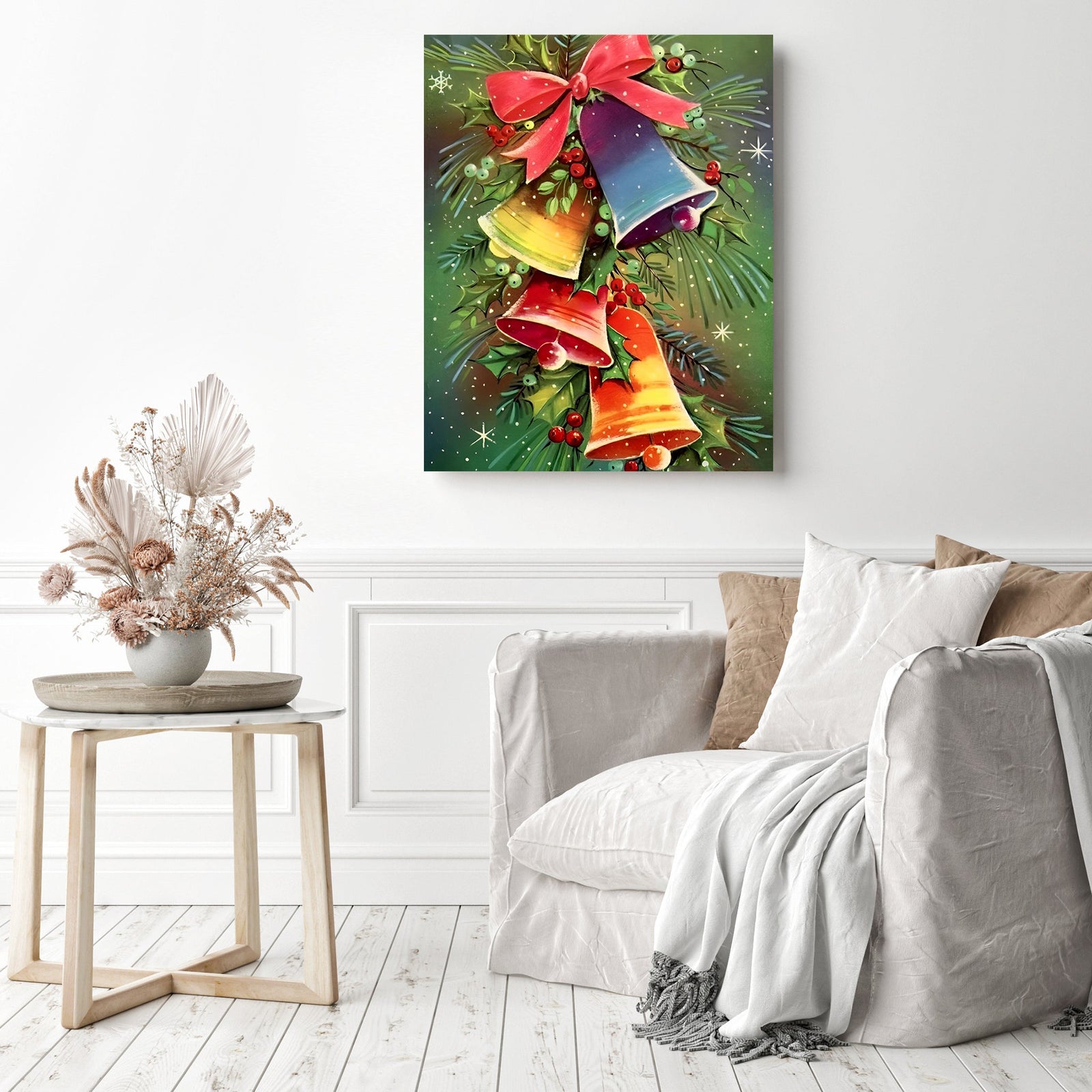 Colorful Christmas Bells | Diamond Painting Displayed as Home Decor