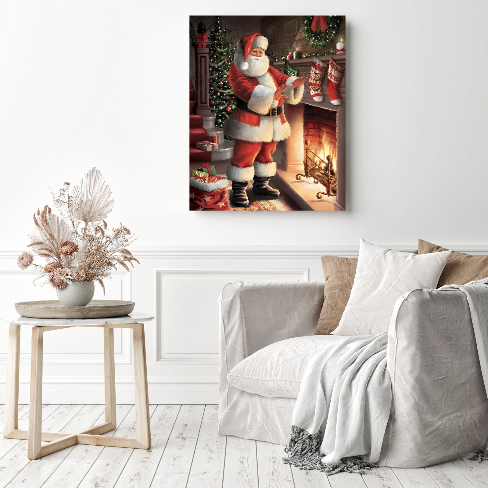 Christmas Fireplace | Diamond Painting Displayed as Home Decor