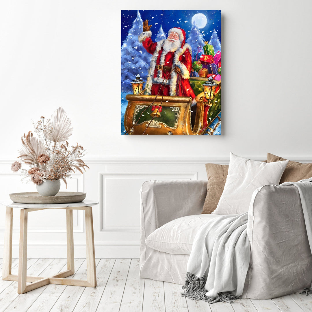Christmas Santa with Gifts on Sleigh | Diamond Painting