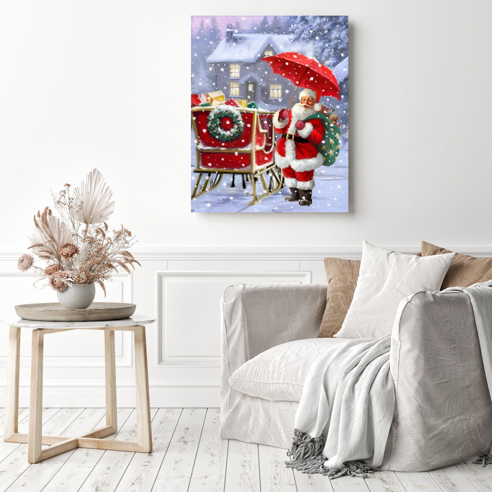 Christmas Snow | Diamond Painting Displayed as Home Decor