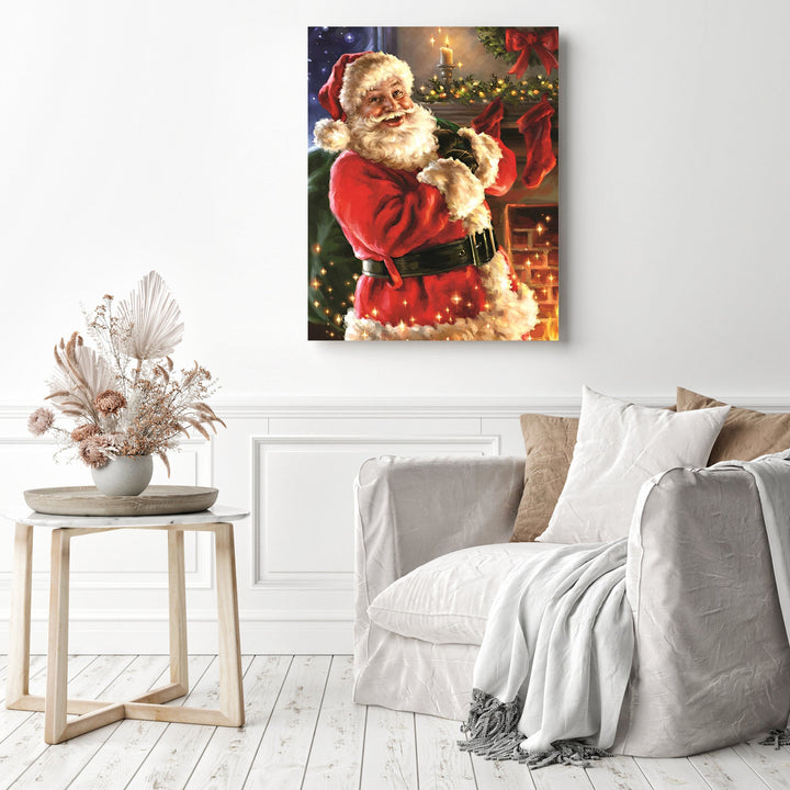 Christmas Santa at Fireplace | Diamond Painting