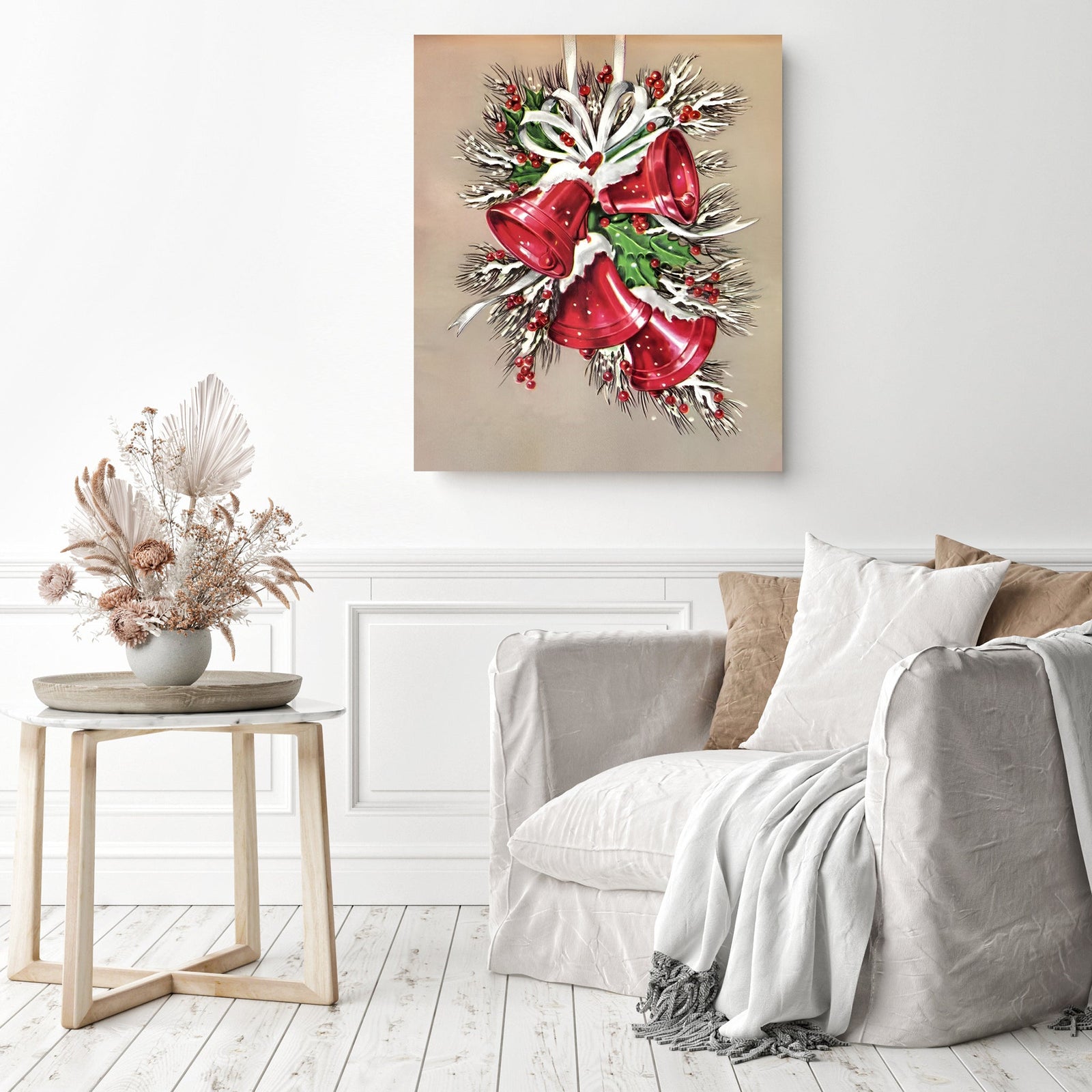 Sparkling Christmas Bells | Diamond Painting Displayed as Home Decor