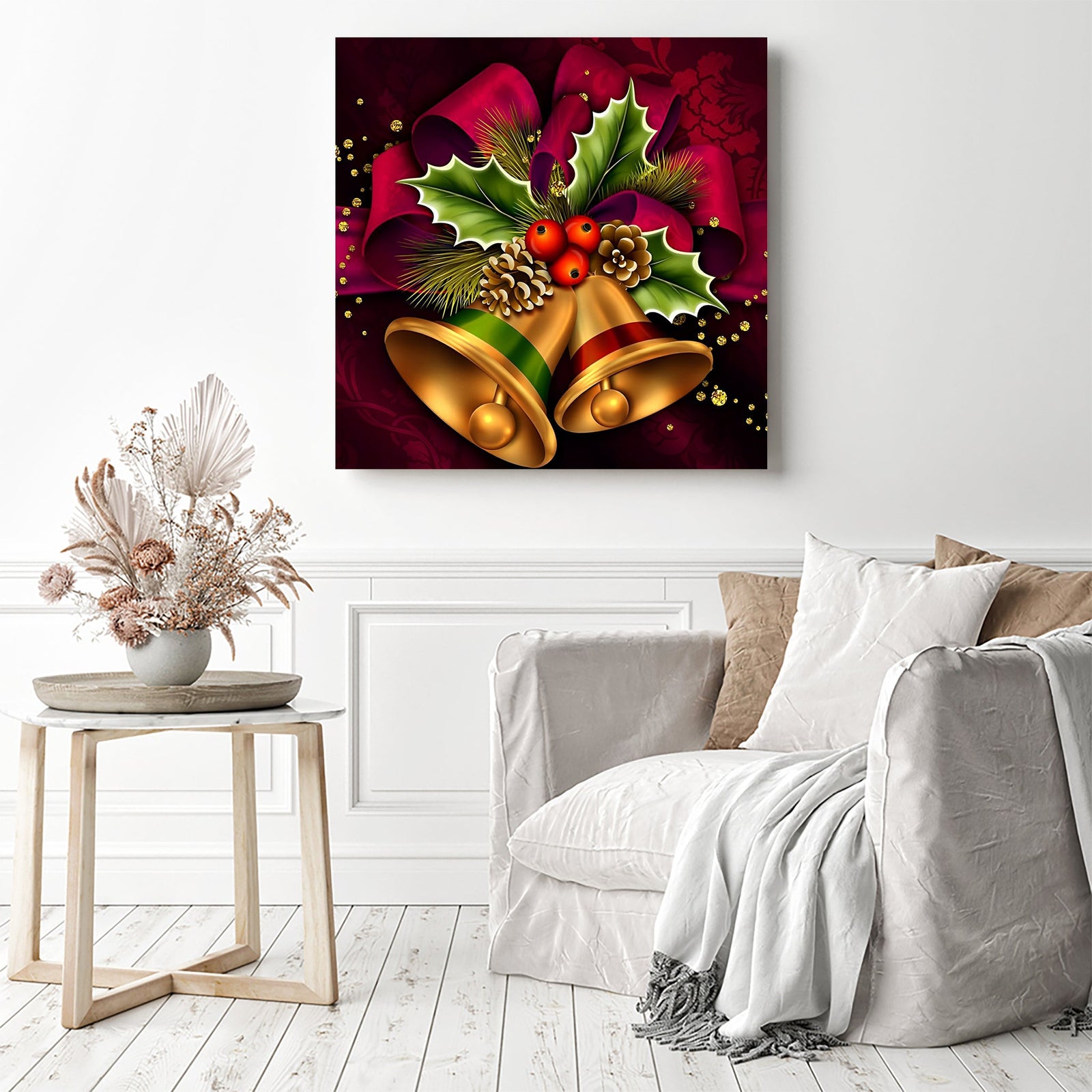 Christmas Bells | Diamond Painting Displayed as Home Decor