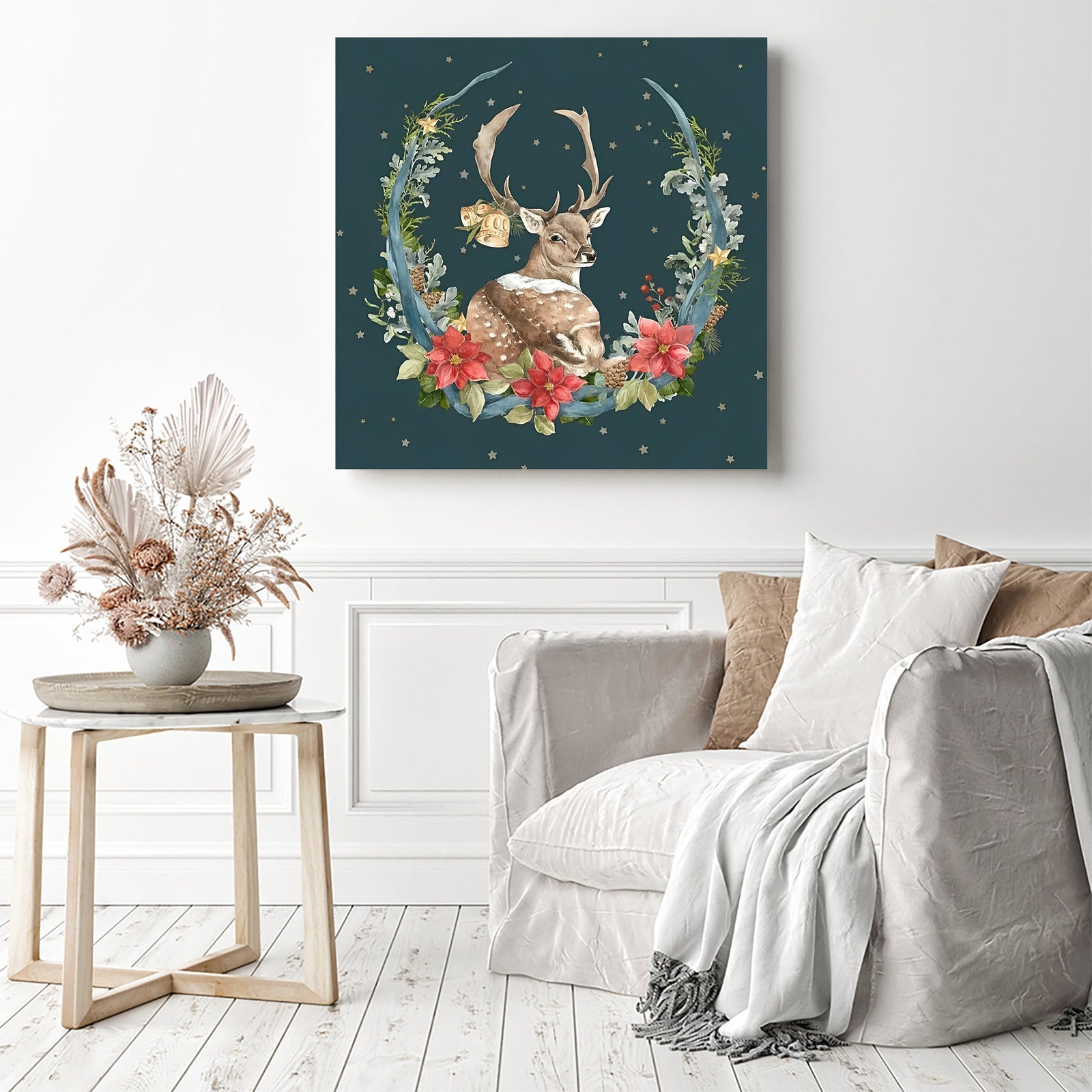 Christmas Deer | Diamond Painting Displayed as Home Decor