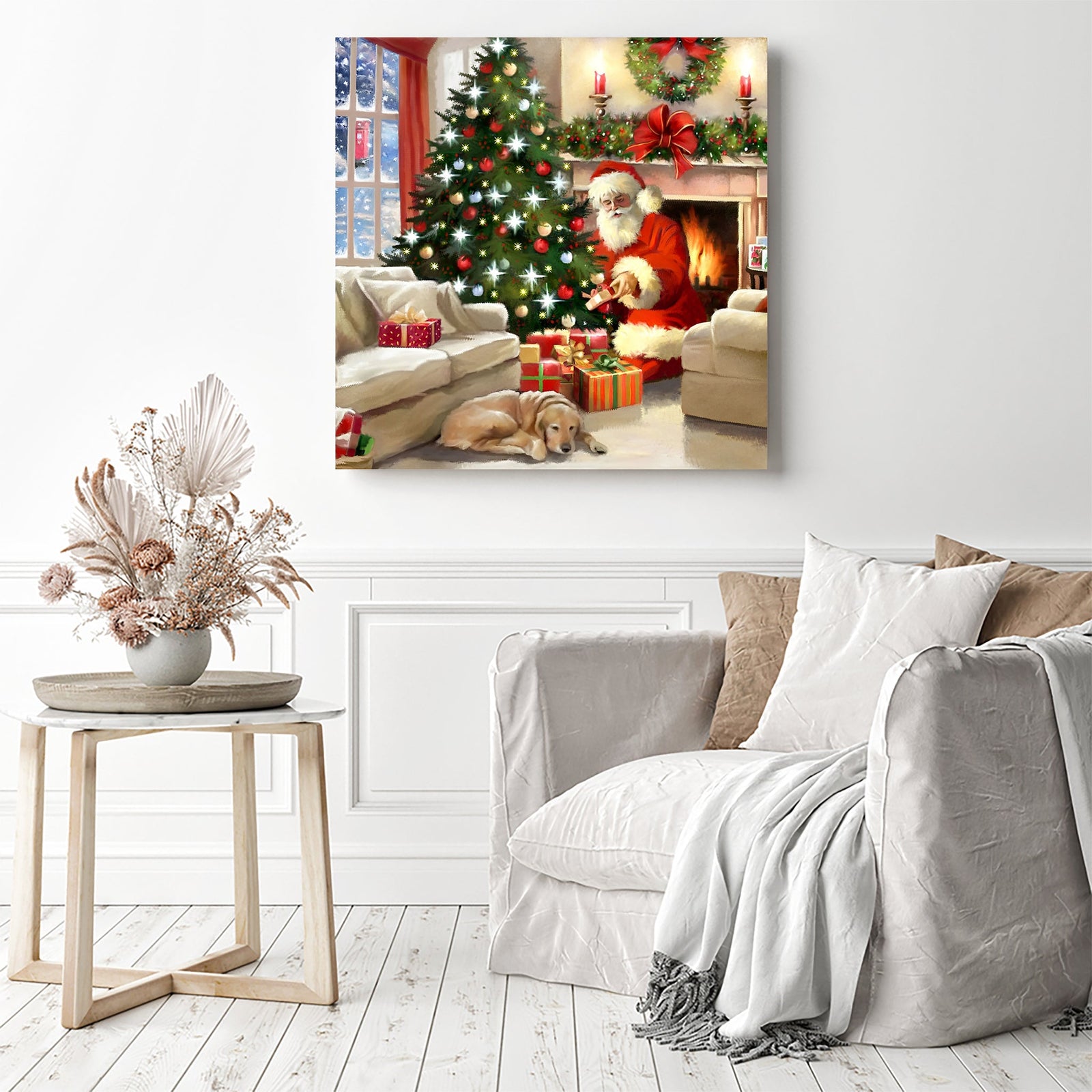 Christmas Eve Santa | Diamond Painting Displayed as Home Decor