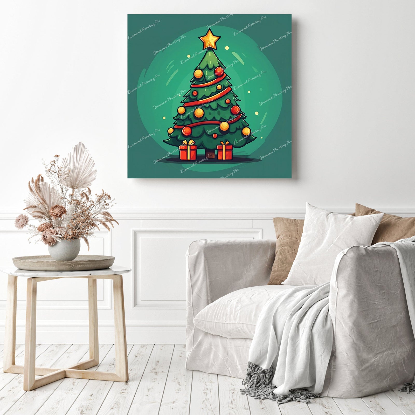 Santa's Little Tree | Diamond Painting Displayed as Home Decor