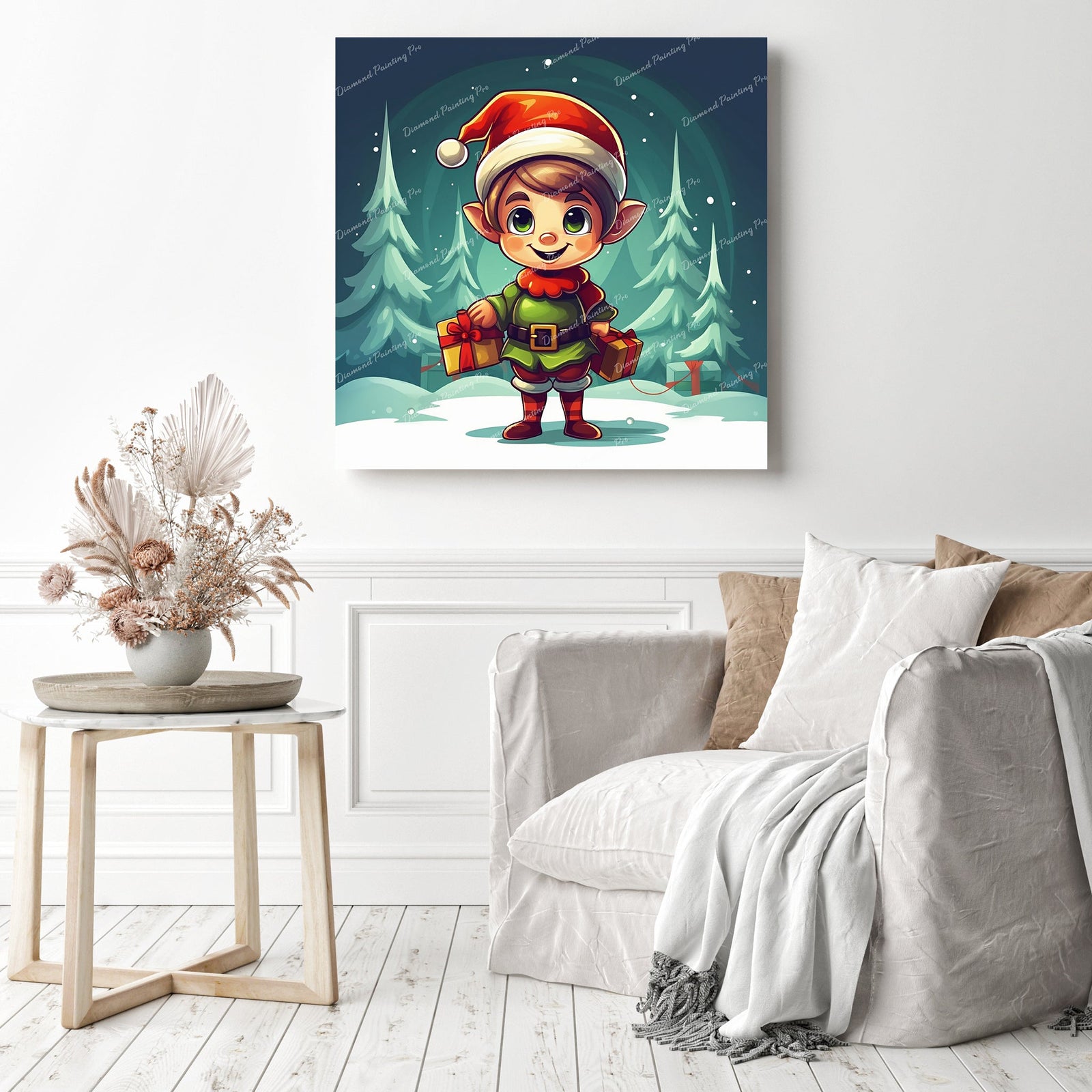 Santa's Little Helper | Diamond Painting Displayed as Home Decor