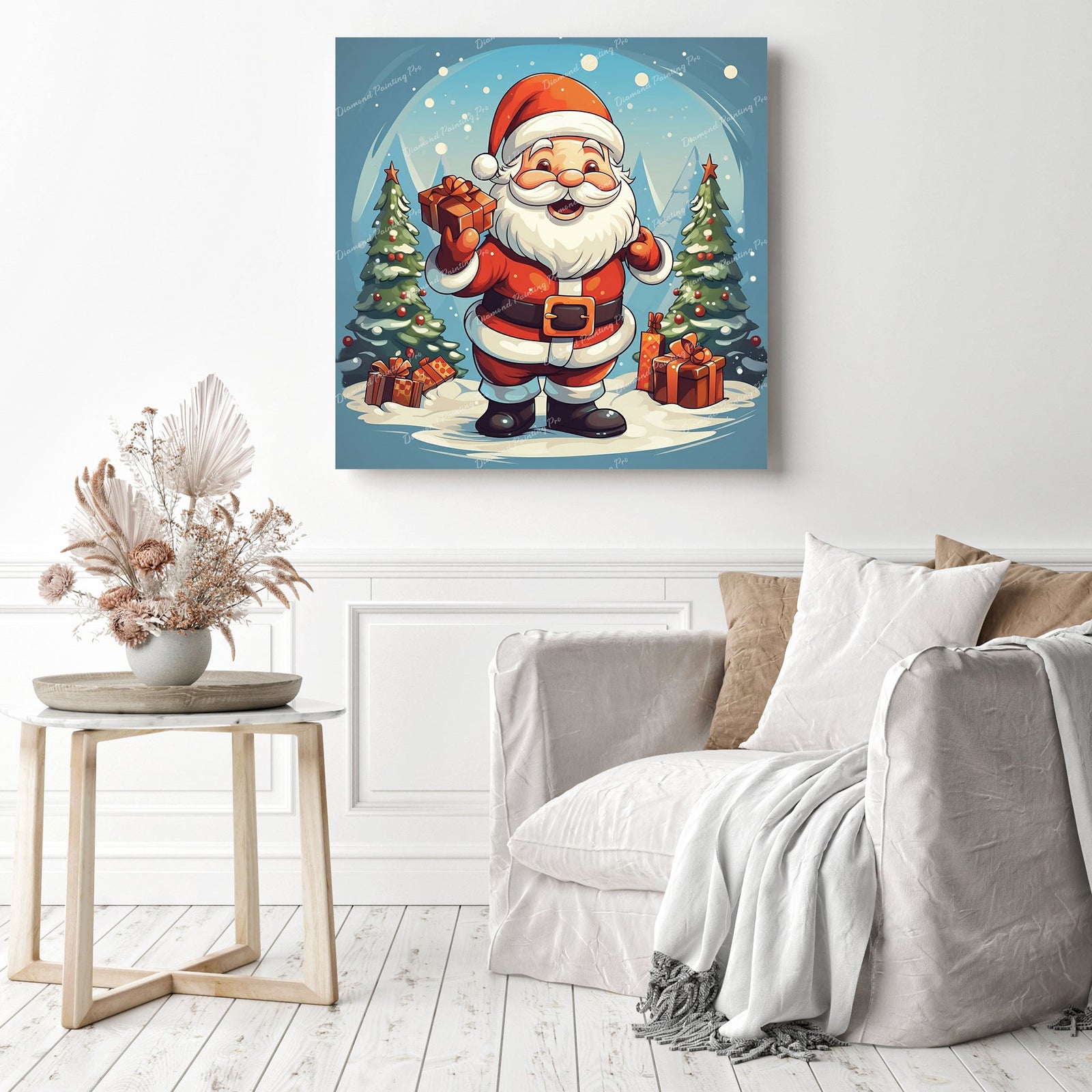 Santa's Gift Delight | Diamond Painting Displayed as Home Decor