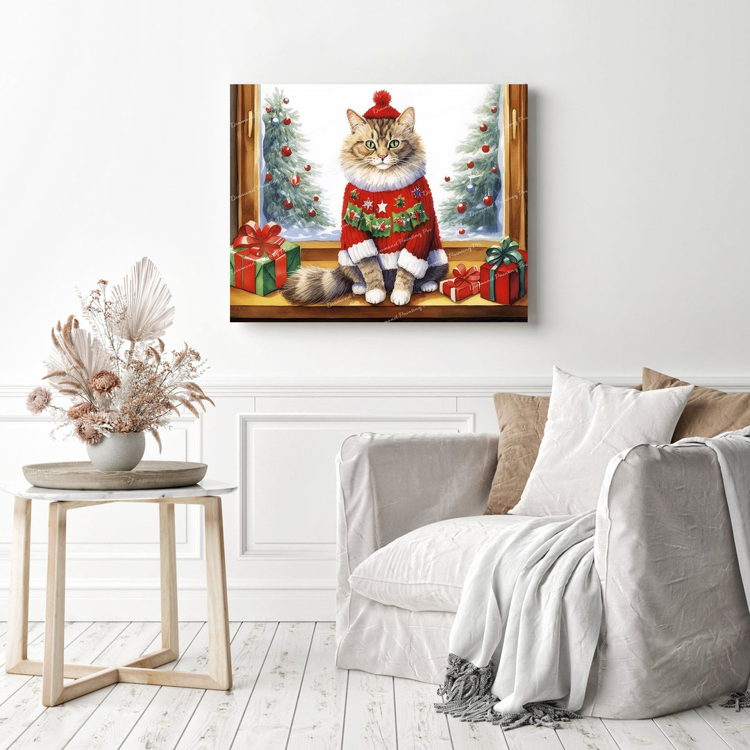 Purrfectly Festive Cozy Kitty | Diamond Painting