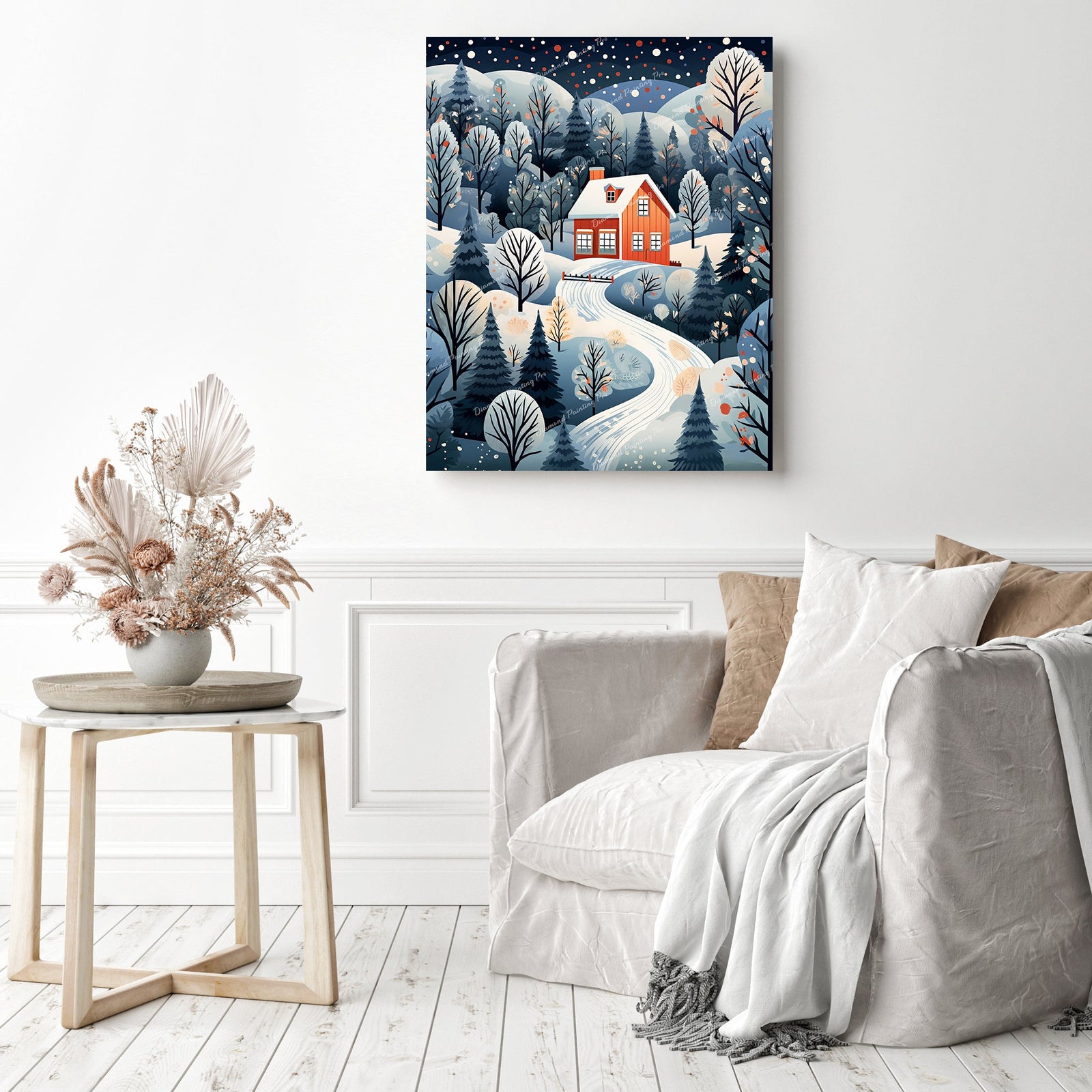 Scandinavian Serenity | Diamond Painting Displayed as Home Decor