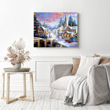 Christmas Village | Diamond Painting Displayed as Home Decor
