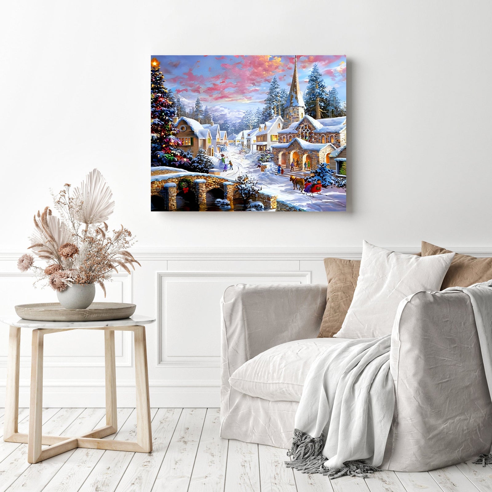 Christmas Village | Diamond Painting Displayed as Home Decor