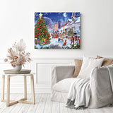 Christmas in the Town | Diamond Painting Displayed as Home Decor