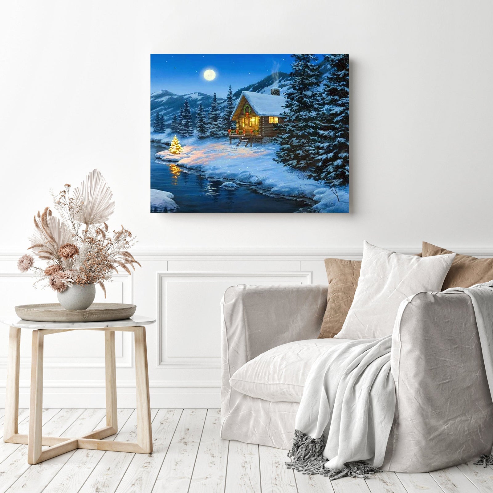 Christmas Cabin | Diamond Painting Displayed as Home Decor