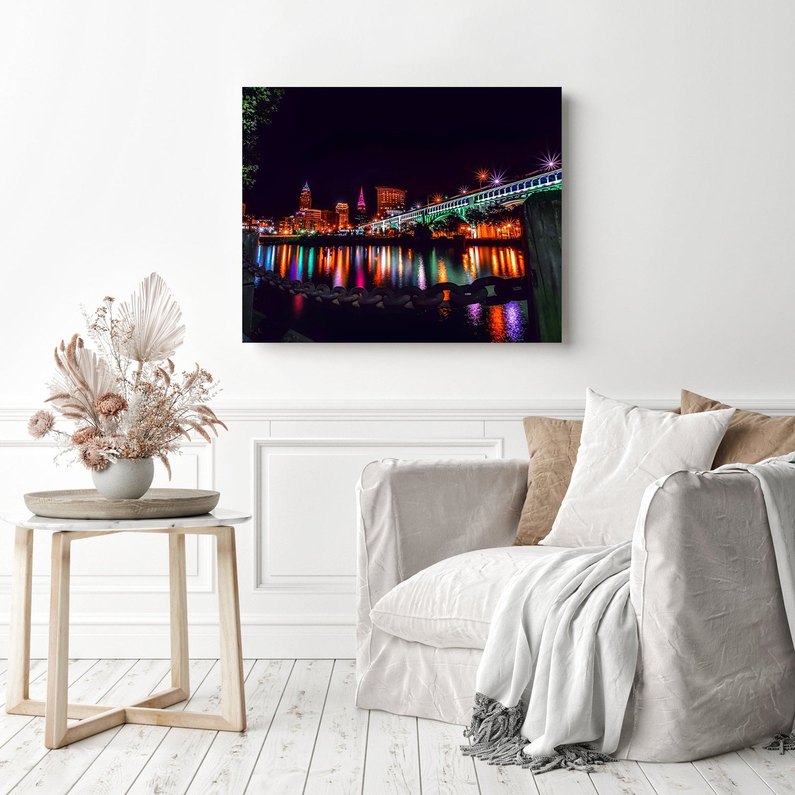 Cleveland Cityscape | Diamond Painting Displayed as Home Decor