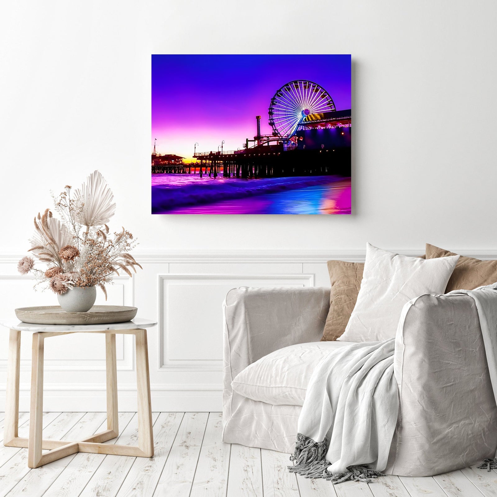 Santa Monica Pier | Diamond Painting Displayed as Home Decor