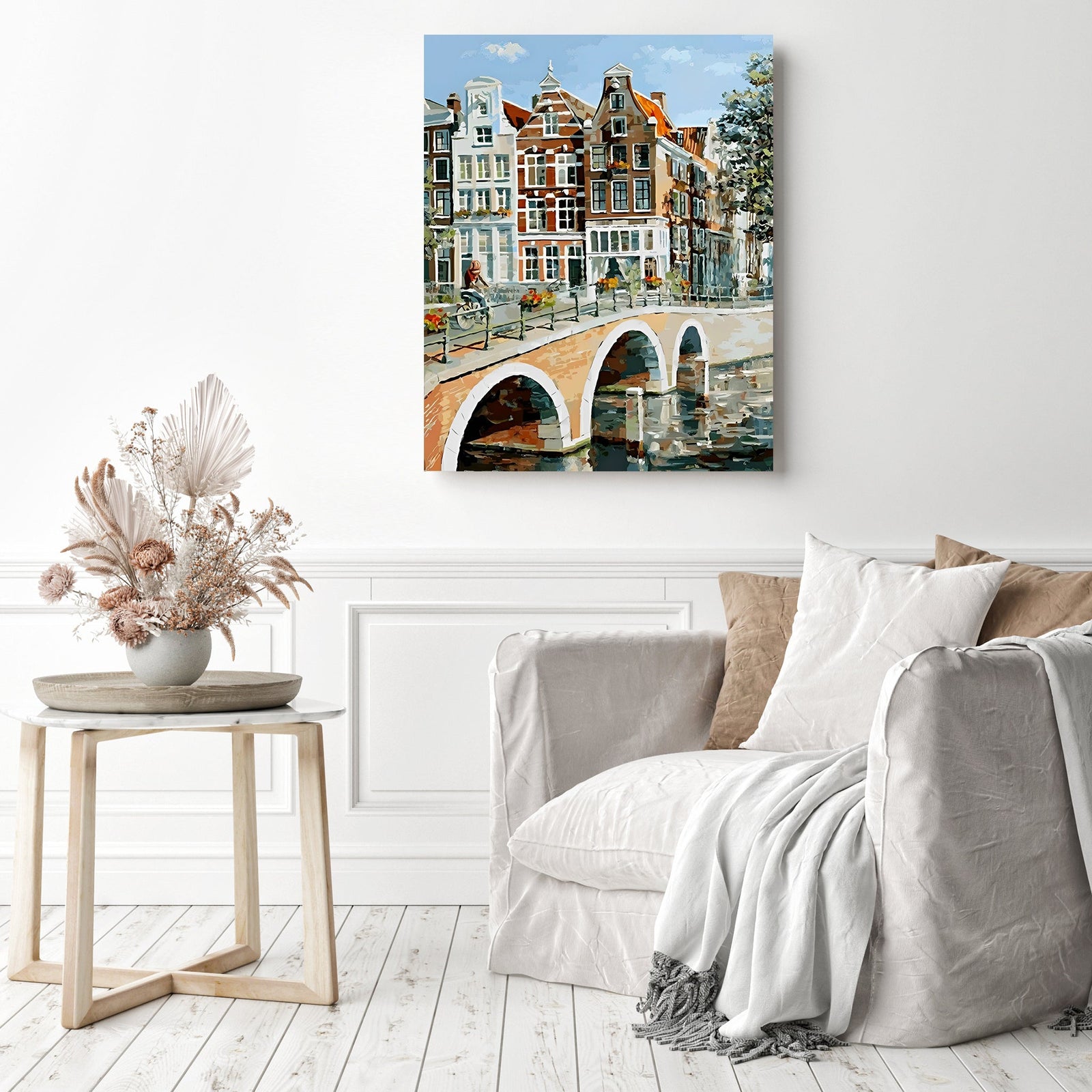 View of Amsterdam Canal | Diamond Painting Displayed as Home Decor