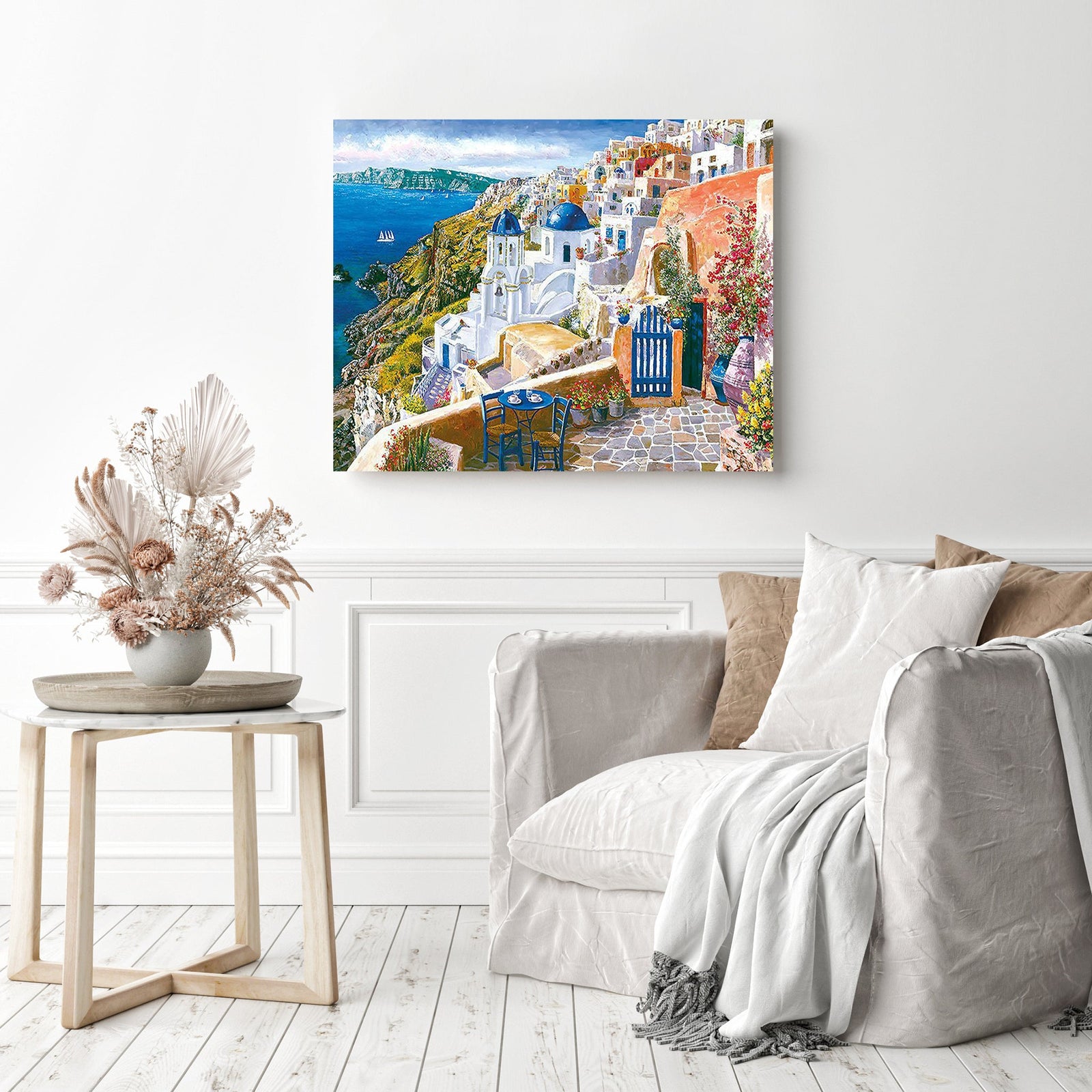 View from Santorin | Diamond Painting Displayed as Home Decor