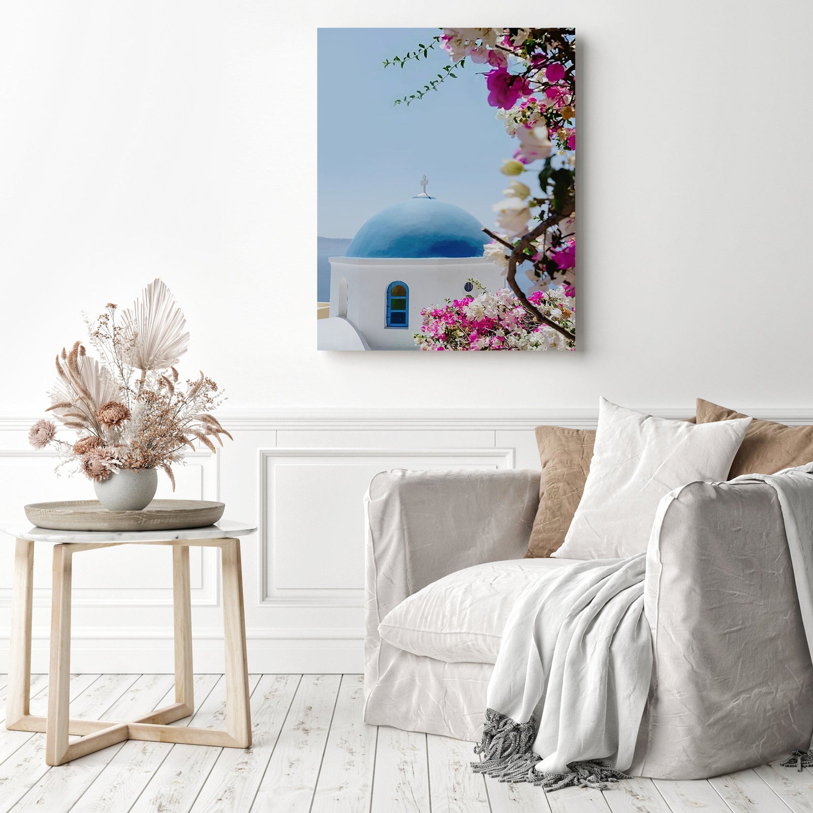 Santorini | Diamond Painting Displayed as Home Decor