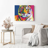 Colorful Tiger | Diamond Painting Displayed as Home Decor