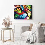 Rainbow Cat Close Up | Diamond Painting Displayed as Home Decor