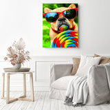 Lollypop Pug | Diamond Painting Displayed as Home Decor