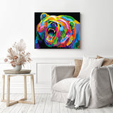 Neon Bear | Diamond Painting Displayed as Home Decor
