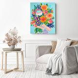 White Flowers | Diamond Painting Displayed as Home Decor