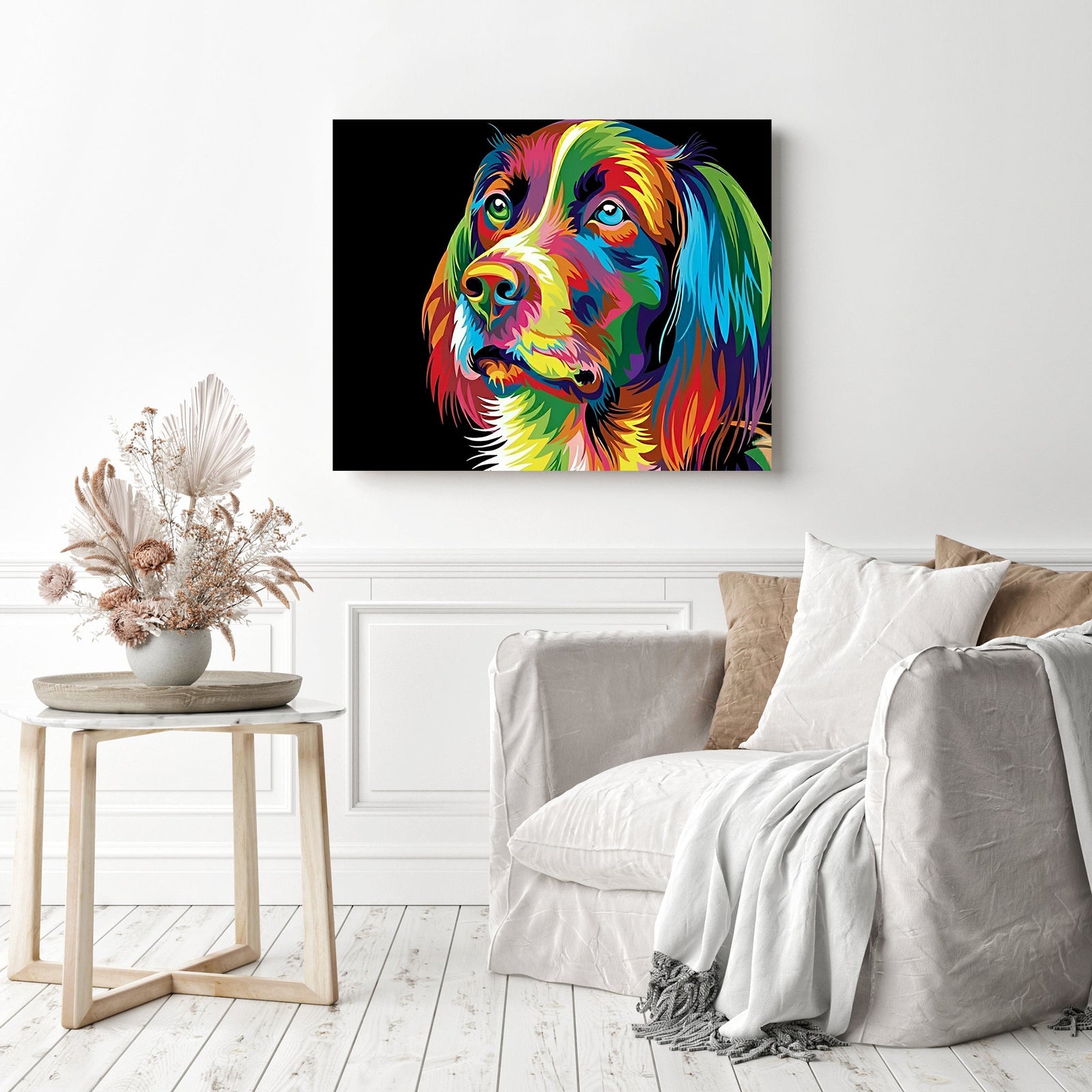 Abstract Dog | Diamond Painting Displayed as Home Decor