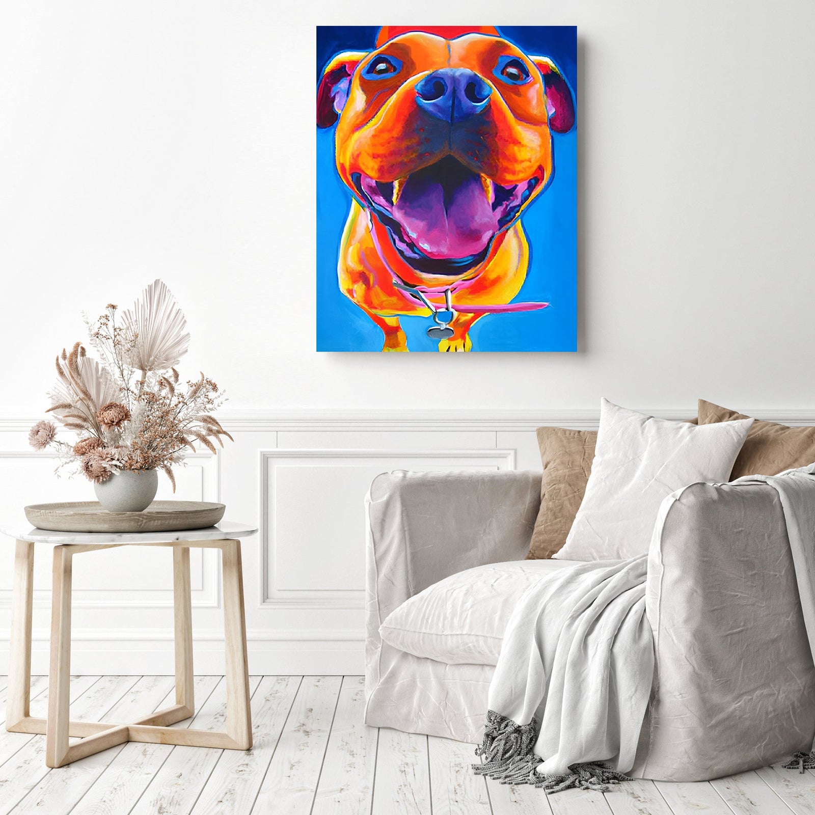 Adorable Dog Colors | Diamond Painting Displayed as Home Decor