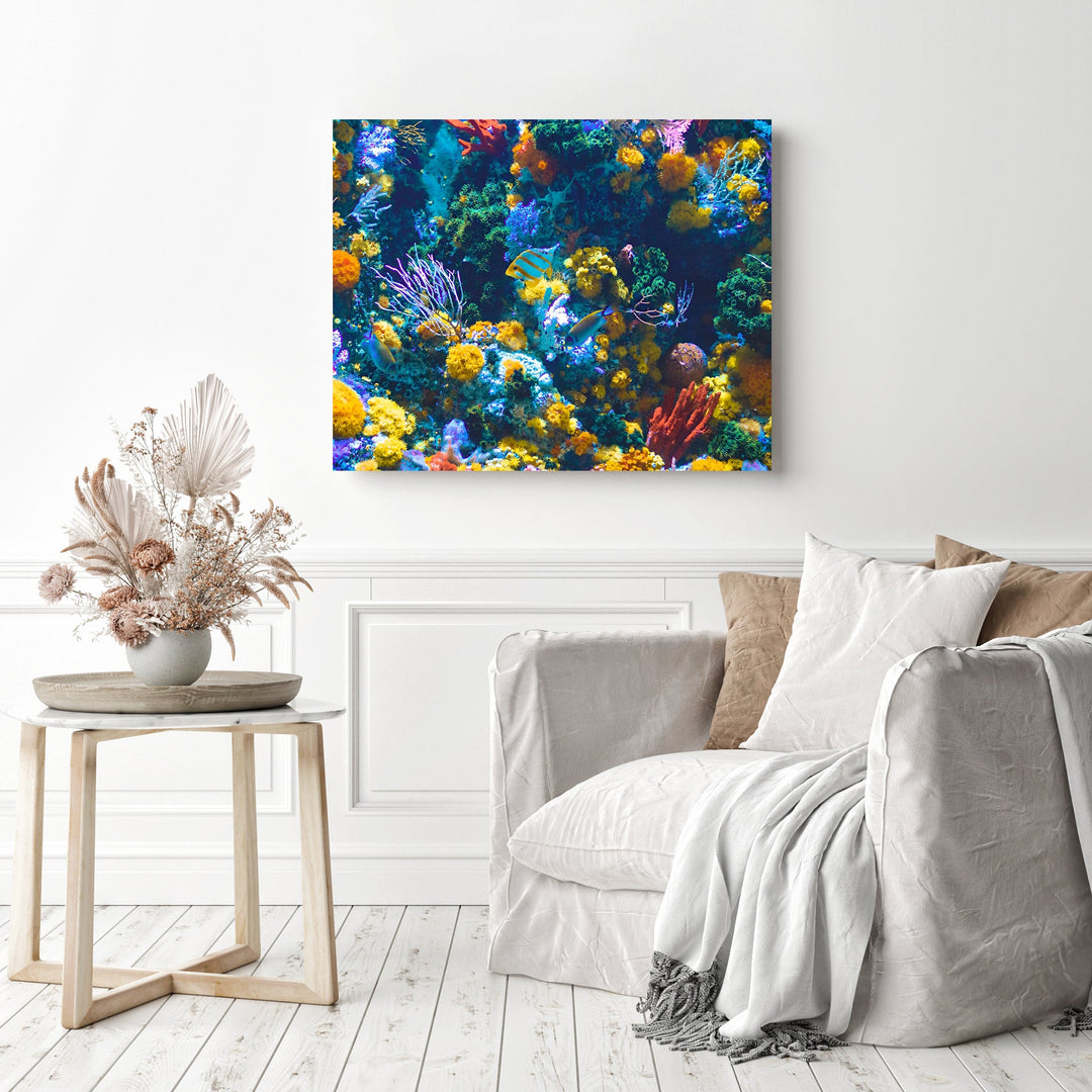 Blue and Gray Fish near Corals | Diamond Painting