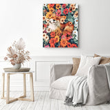 Smily Fox in Flowers | Diamond Painting Displayed as Home Decor