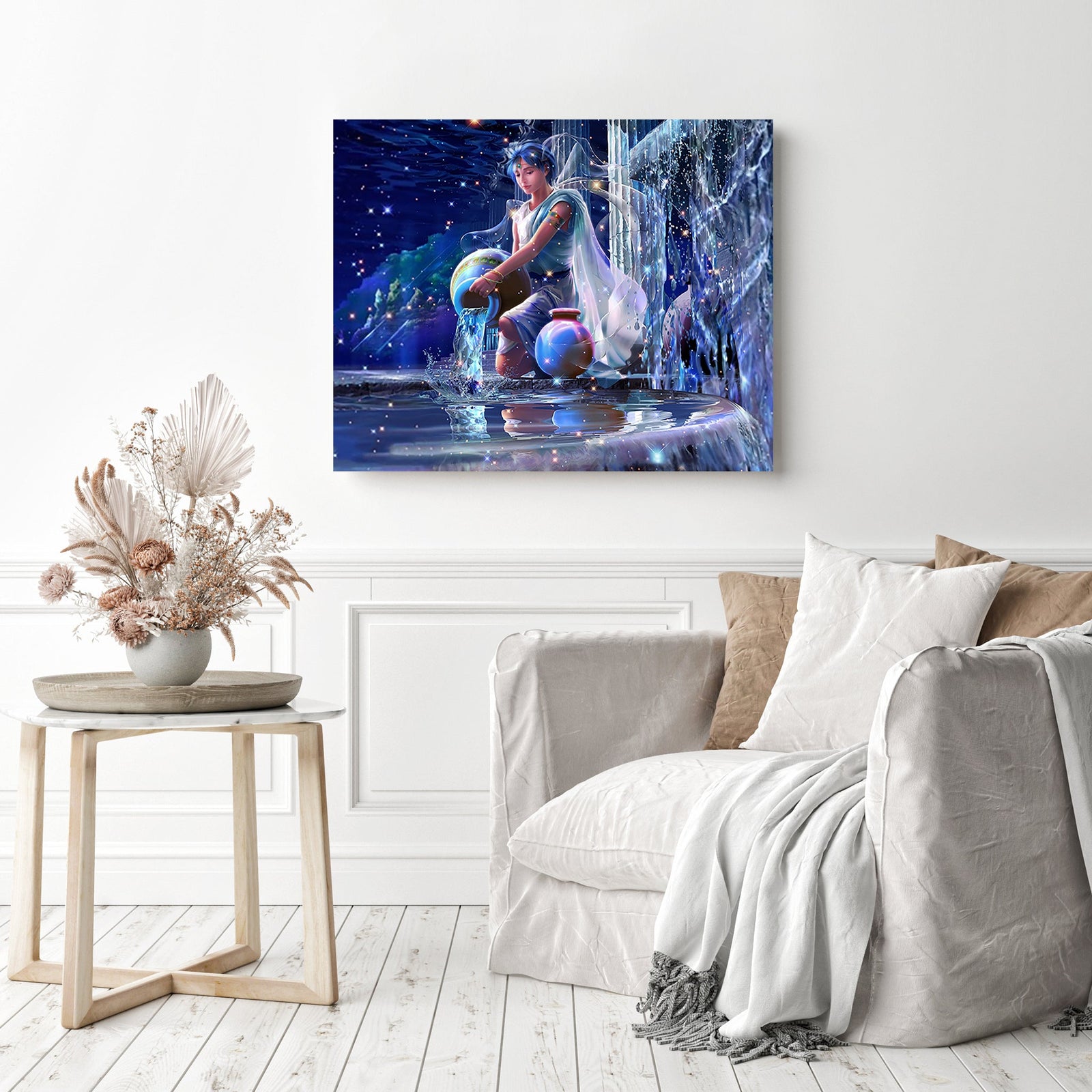 Aquarius Constellation | Diamond Painting Displayed as Home Decor