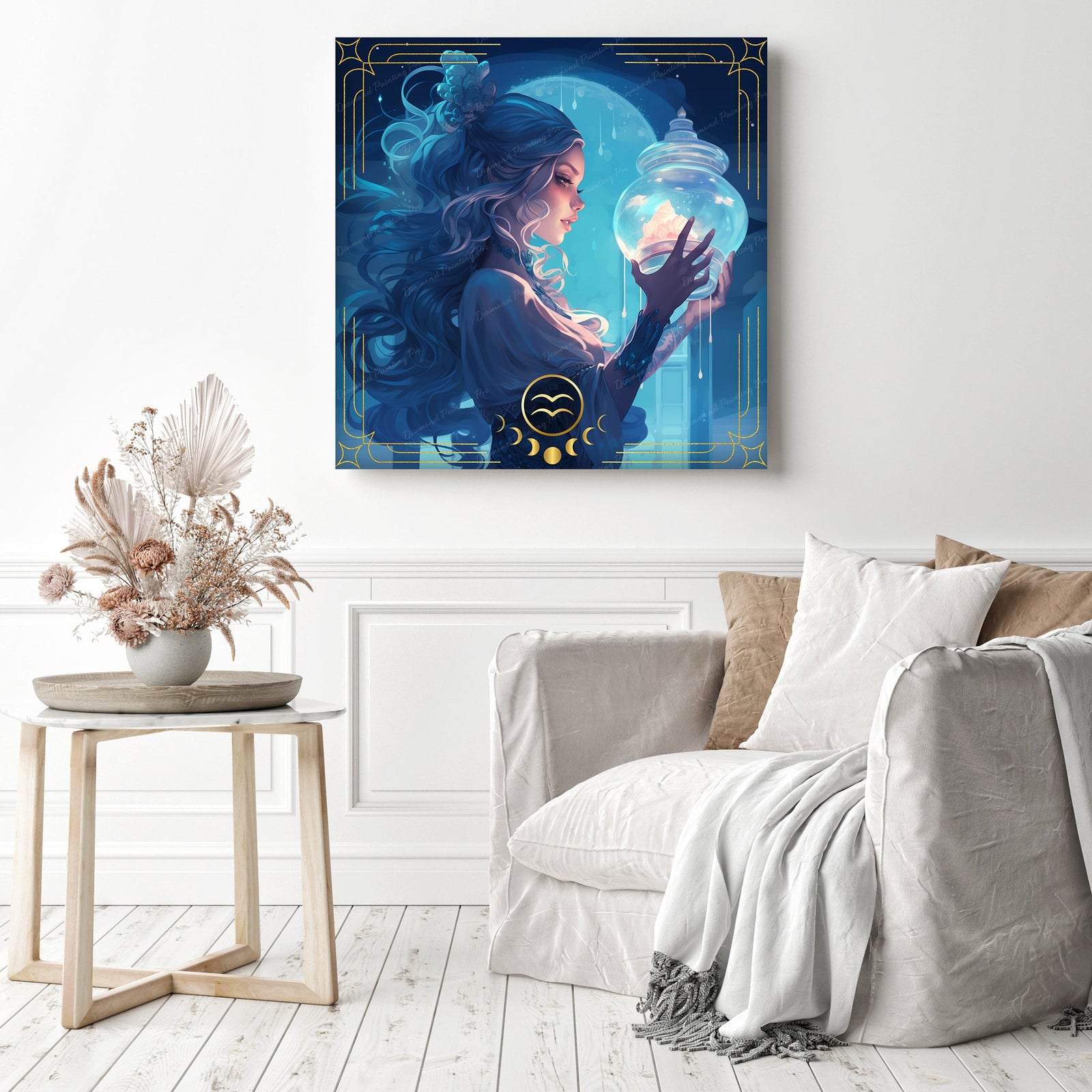 Aquarius | Diamond Painting Displayed as Home Decor