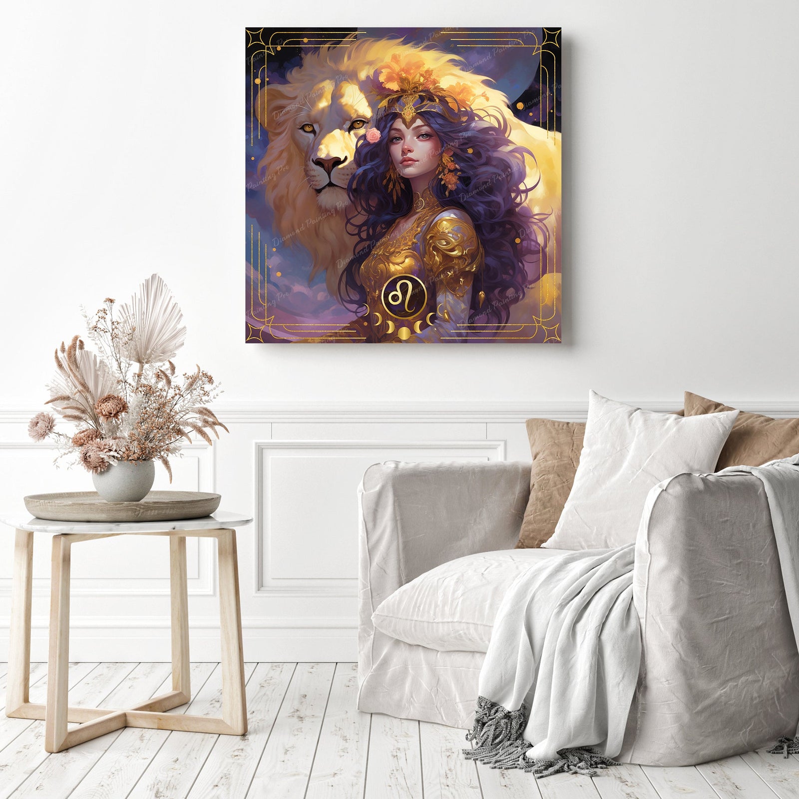 Leo | Diamond Painting Displayed as Home Decor