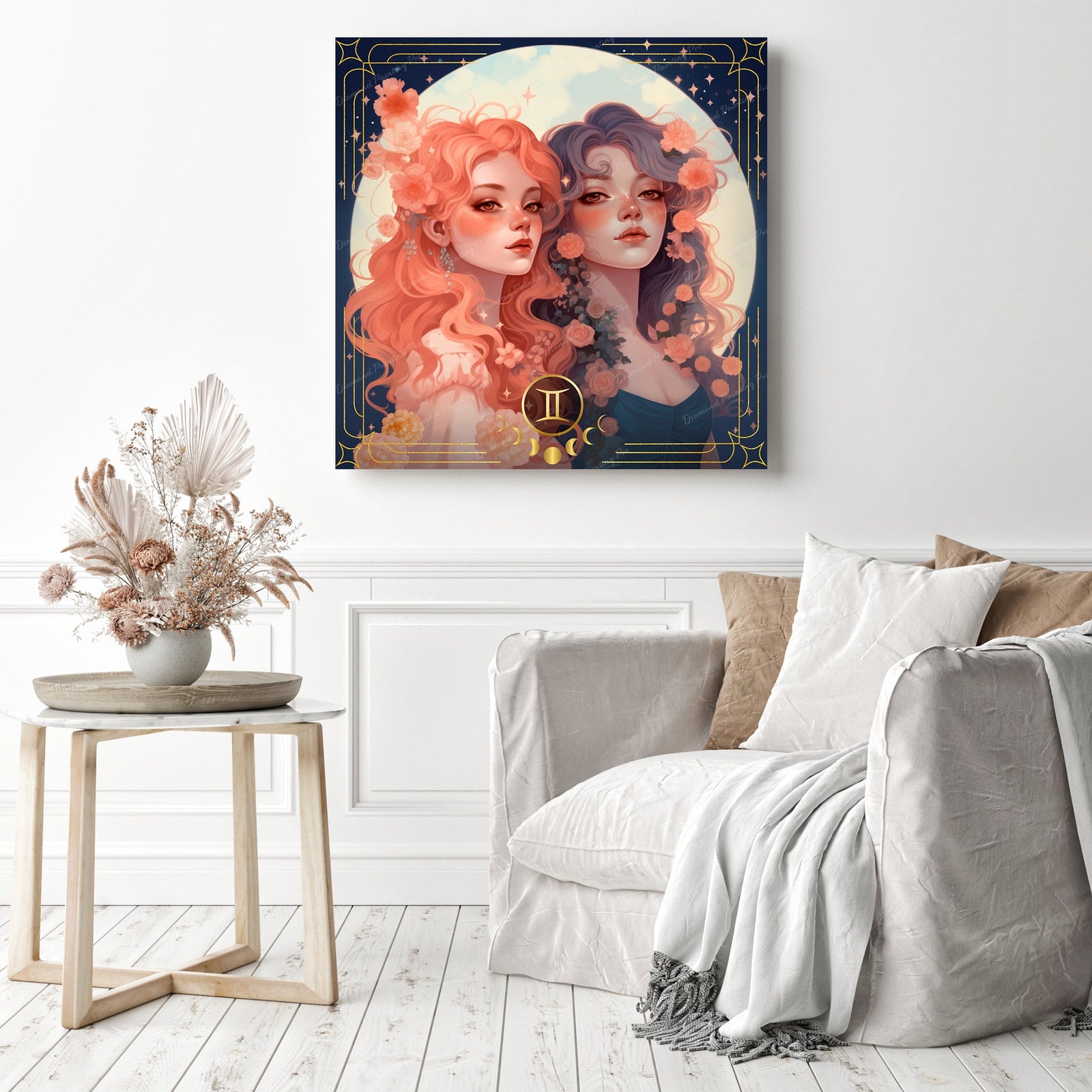 Gemini | Diamond Painting Displayed as Home Decor