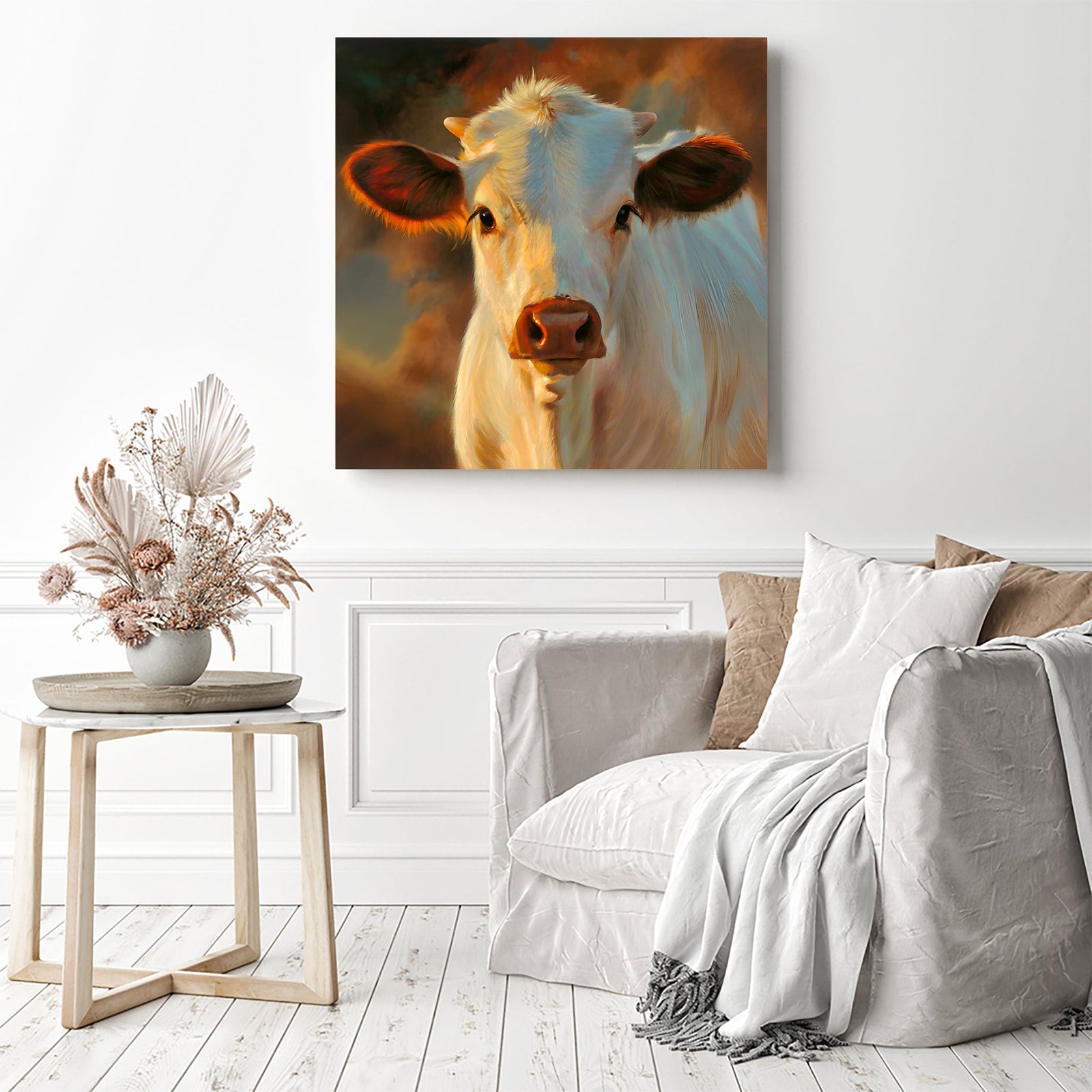 Chianina Cow | Diamond Painting Displayed as Home Decor