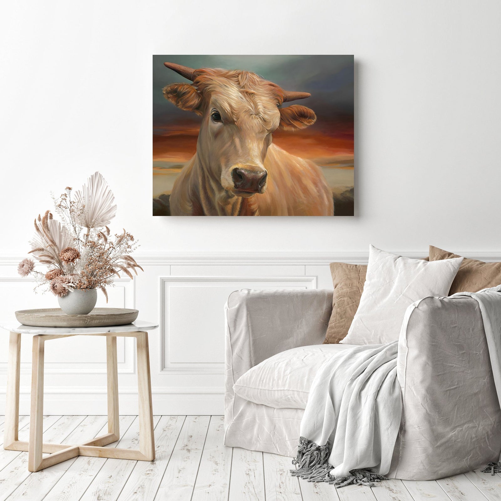 Brown Cow | Diamond Painting Displayed as Home Decor