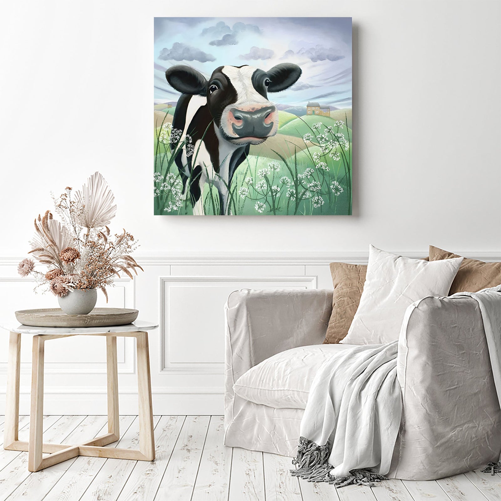 Funny Cow | Diamond Painting Displayed as Home Decor