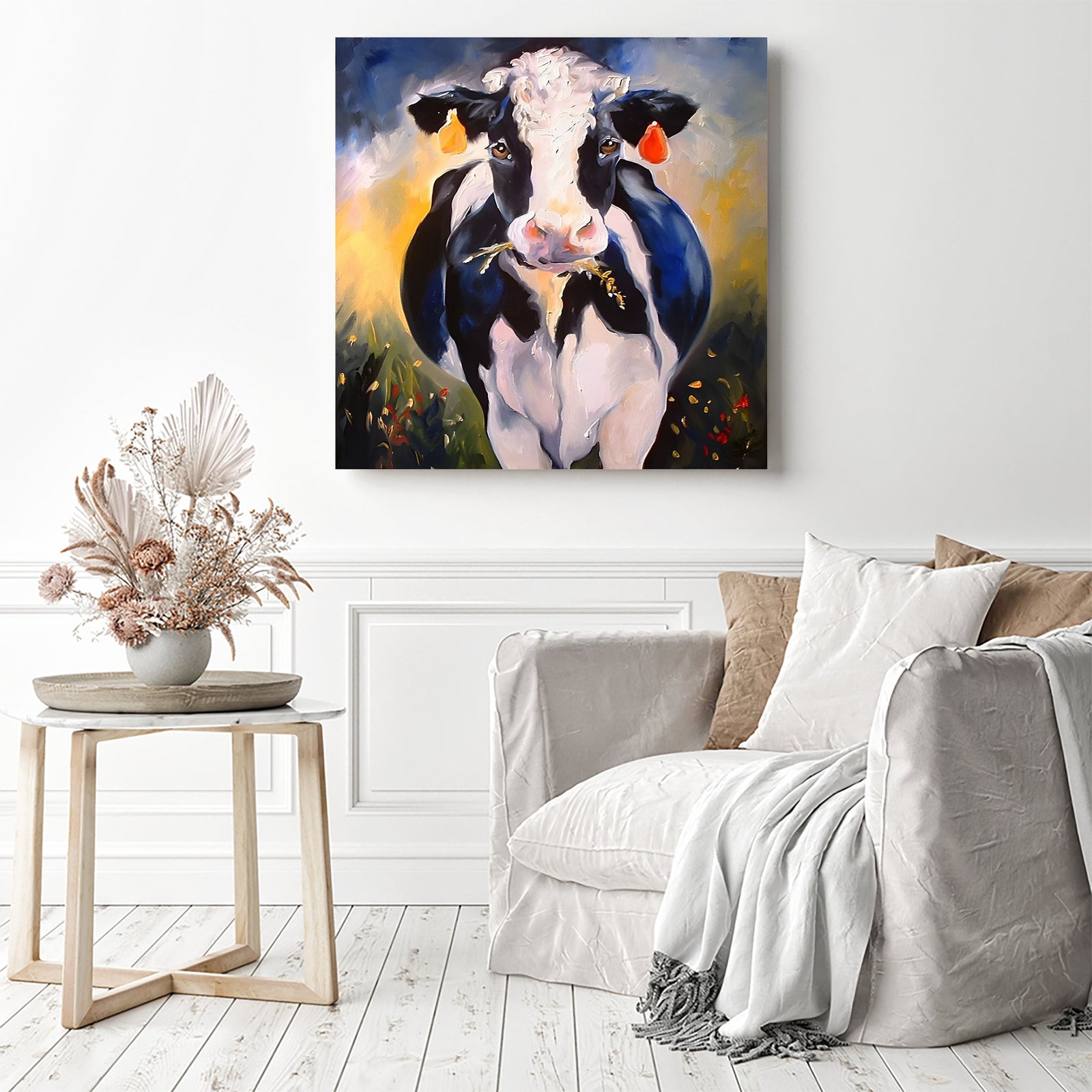 Happy Cow | Diamond Painting Displayed as Home Decor