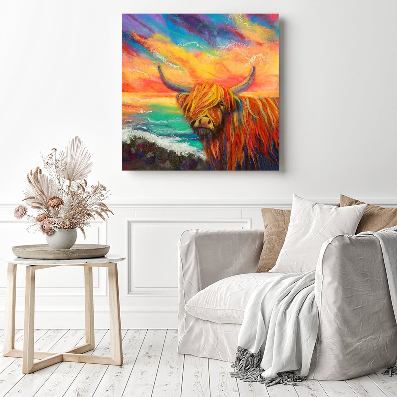 Highland Cattle | Diamond Painting Displayed as Home Decor