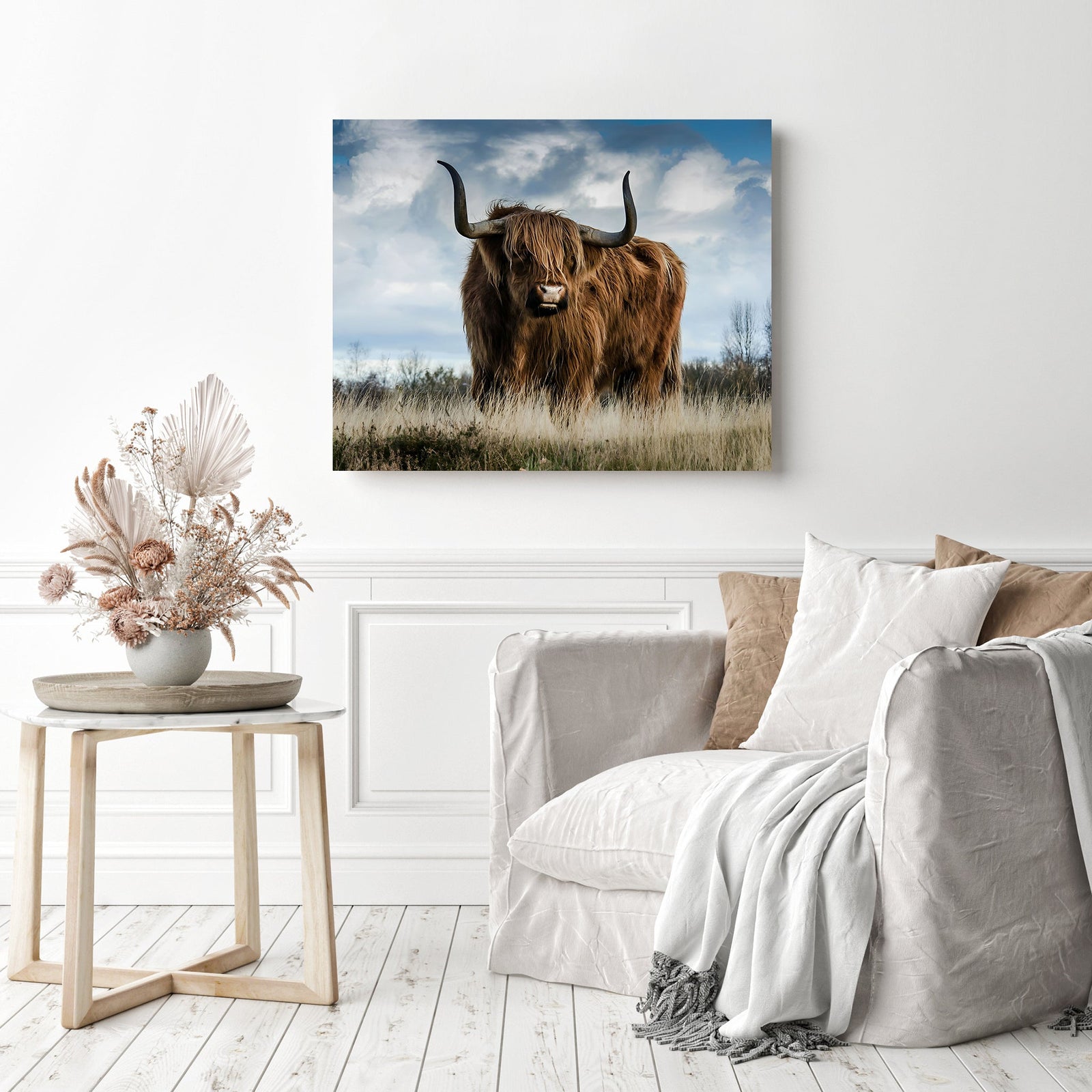 Highland Cow Bull | Diamond Painting Displayed as Home Decor