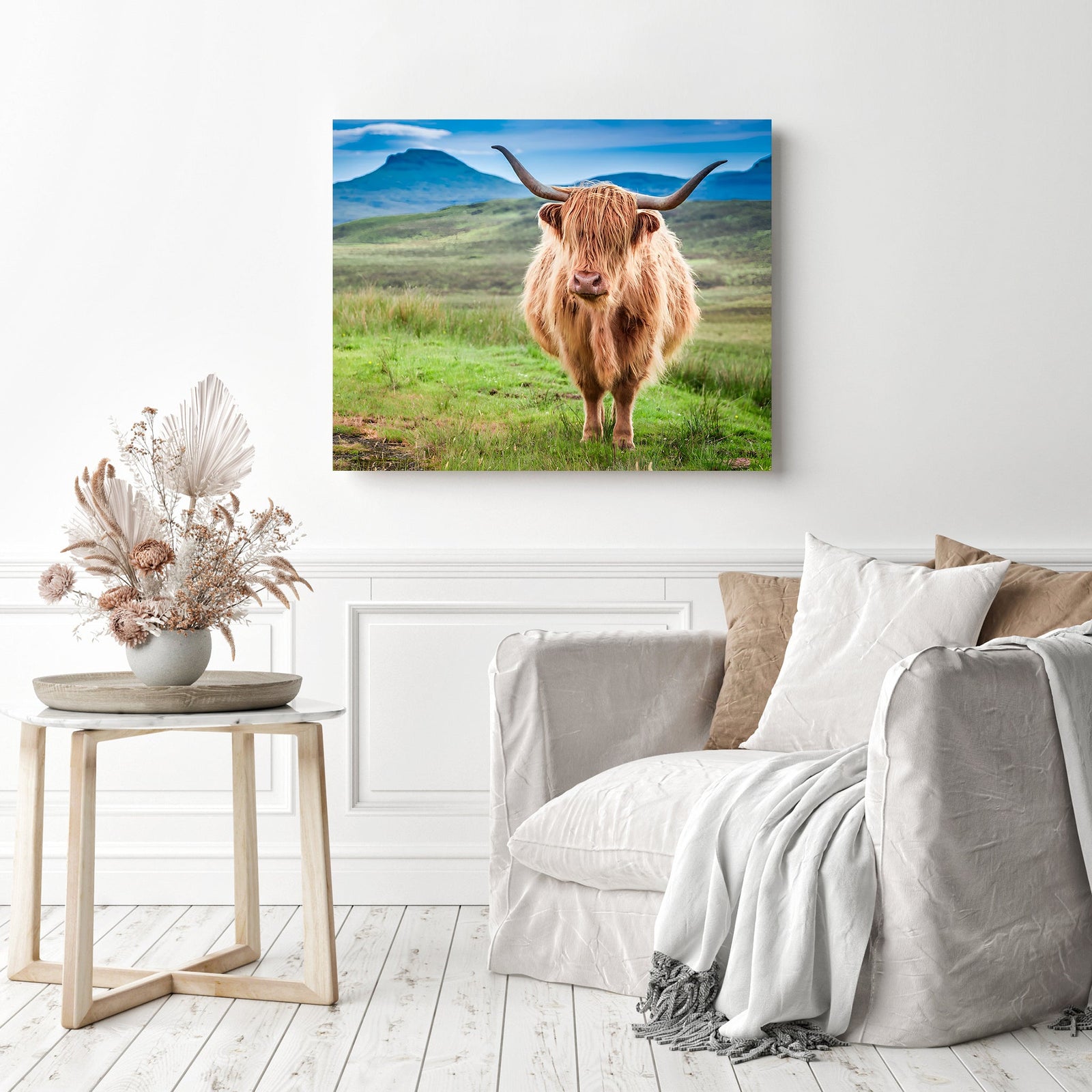 Highland Cow Portrait | Diamond Painting Displayed as Home Decor